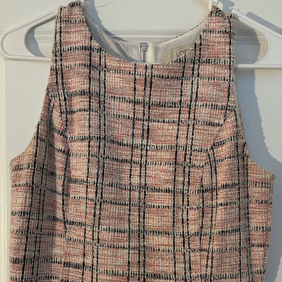 LOFT Pink & Black Plaid Sleeveless Dress Size 4 - Picture 2 of 5